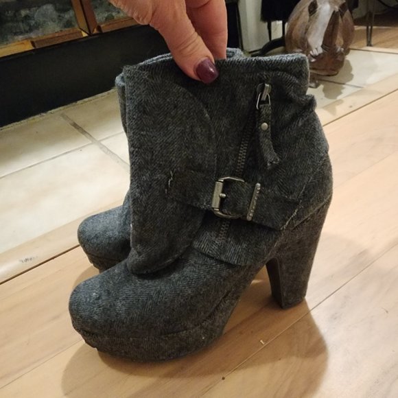 Blowfish Gray Fabric Ankle Boot with Buckle - Picture 2 of 3